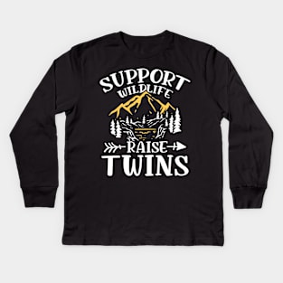 Support Wildlife Raise Twins Kids Long Sleeve T-Shirt